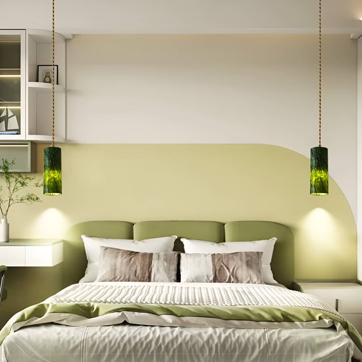 Natural Jade Dark Green Pendant Light-Lighting > Chandeliers & Pendant Lights-casanuva-casanuva