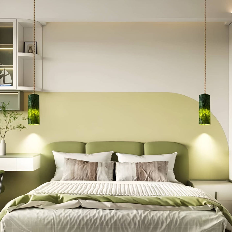 Natural Jade Dark Green Pendant Light-Lighting > Chandeliers & Pendant Lights-casanuva-casanuva