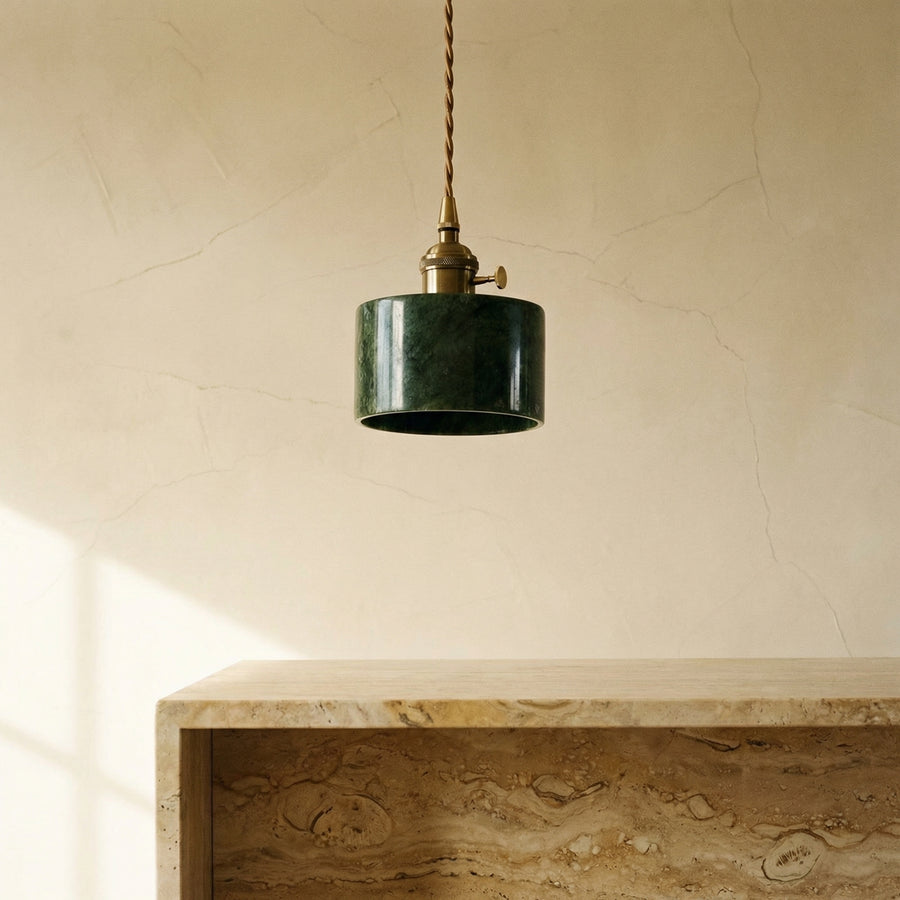 Natural Jade Dark Green Pendant Light-Lighting > Chandeliers & Pendant Lights-casanuva-casanuva
