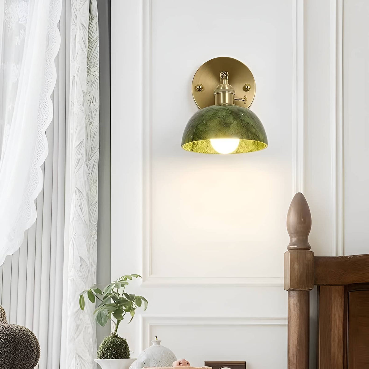 Natural Jade Dark Green Wall Light-Lighting > Wall Lights-casanuva-casanuva