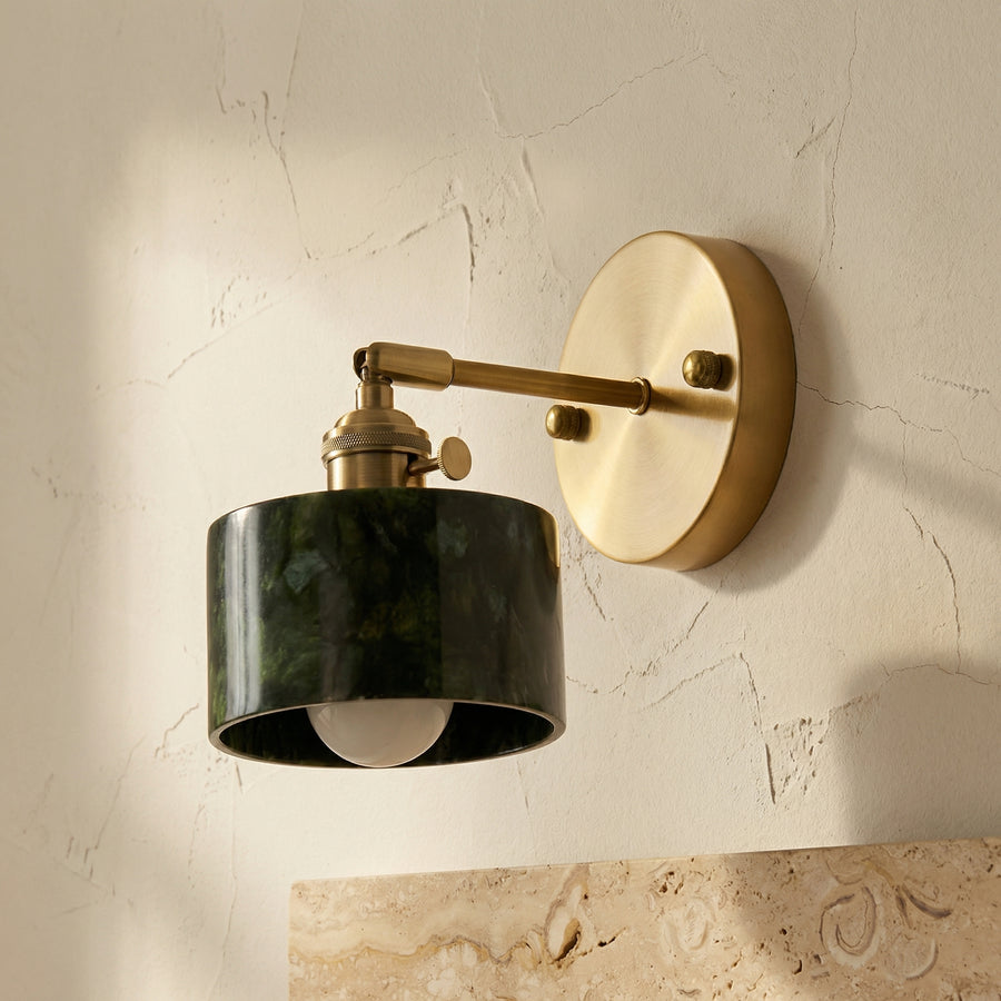 Natural Jade Dark Green Wall Light-Lighting > Wall Lights-casanuva-casanuva