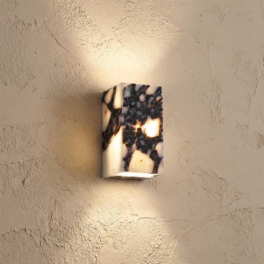 Natural Marble Square Wall Light Fixture-Lighting > Wall Lights-casanuva-Rectangle-Warm Light-casanuva