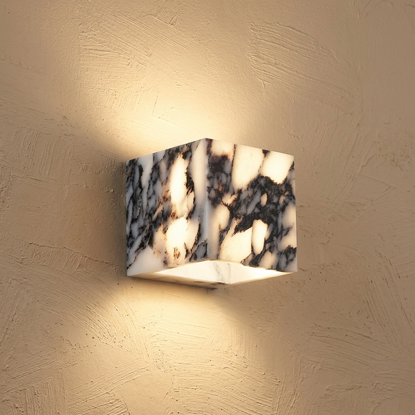 Natural Marble Square Wall Light Fixture-Lighting > Wall Lights-casanuva-Square-Warm Light-casanuva