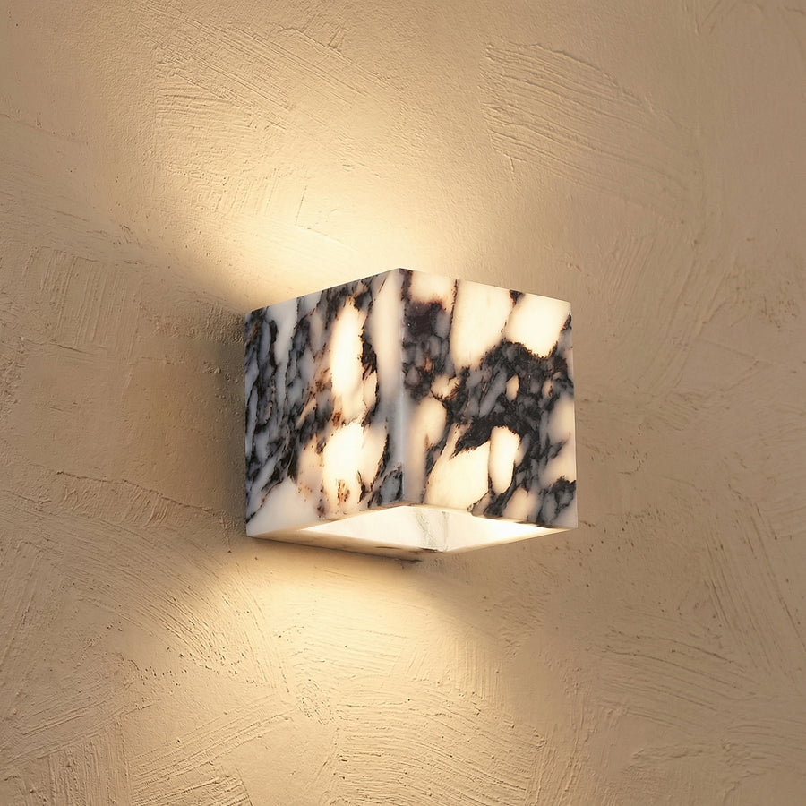 Natural Marble Square Wall Light Fixture-Lighting > Wall Lights-casanuva-casanuva