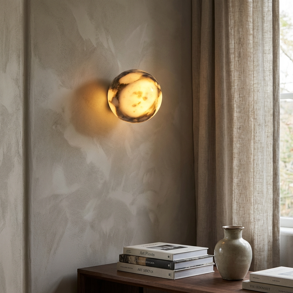 Natural Marble Stone Ball Wall Light Fixture-Lighting > Wall Lights-casanuva-casanuva
