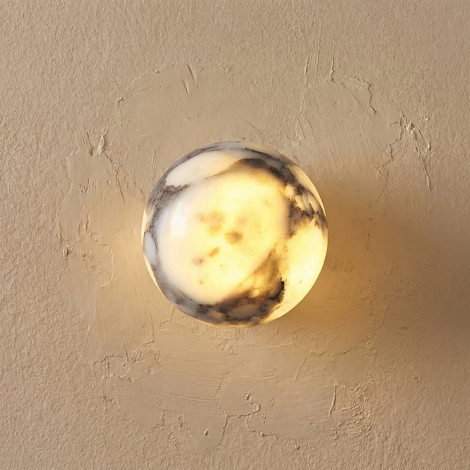 Natural Marble Stone Ball Wall Light Fixture-Lighting > Wall Lights-casanuva-casanuva