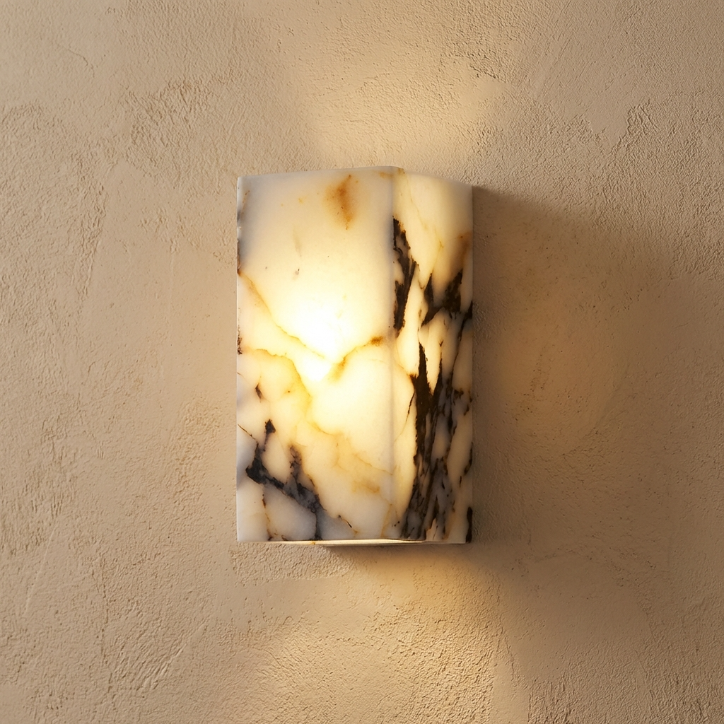 Natural Marble Wall Light Cuboid Design-Lighting > Wall Lights-casanuva-casanuva