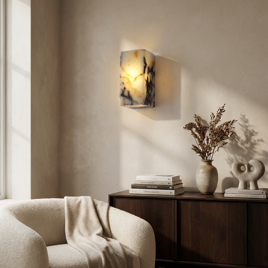 Natural Marble Wall Light Cuboid Design-Lighting > Wall Lights-casanuva-casanuva