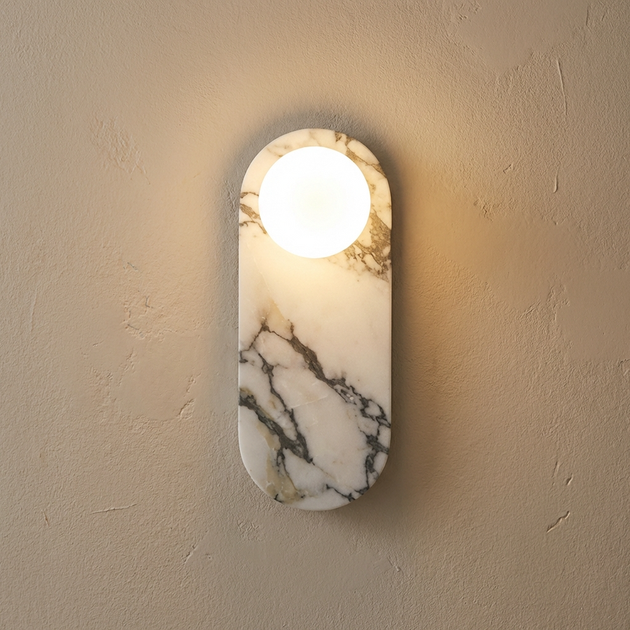 Natural Marble Wall Light Panel-Lighting > Wall Lights-casanuva-1 Light-Warm Light-casanuva