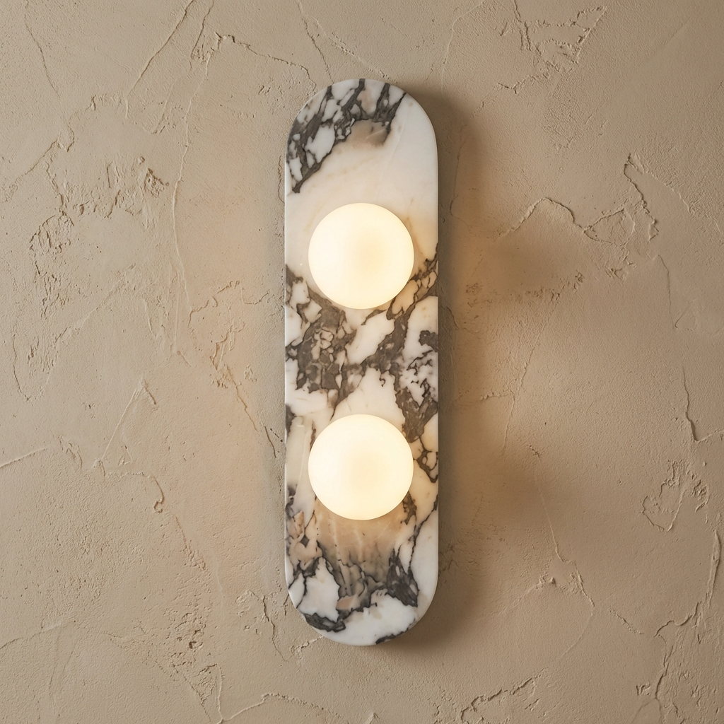 Natural Marble Wall Light Panel-Lighting > Wall Lights-casanuva-2 Light-Warm Light-casanuva