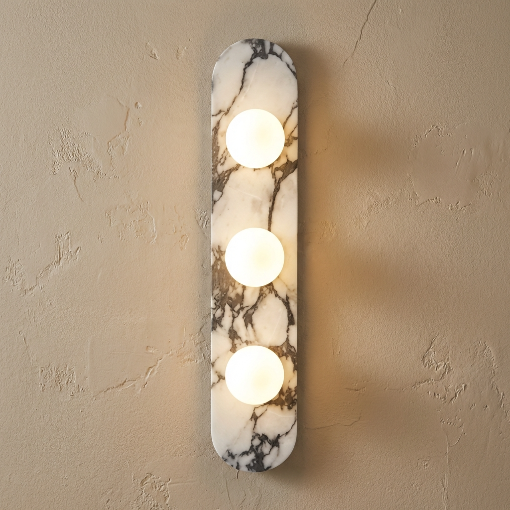 Natural Marble Wall Light Panel-Lighting > Wall Lights-casanuva-3 Light-Warm Light-casanuva