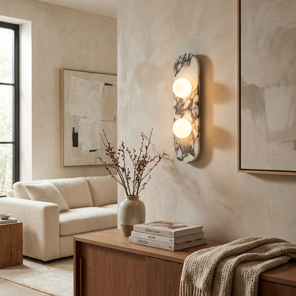 Natural Marble Wall Light Panel-Lighting > Wall Lights-casanuva-casanuva