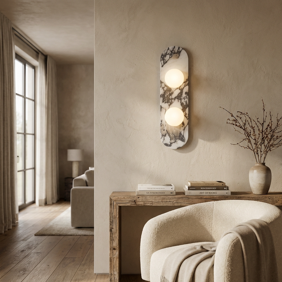Natural Marble Wall Light Panel-Lighting > Wall Lights-casanuva-casanuva