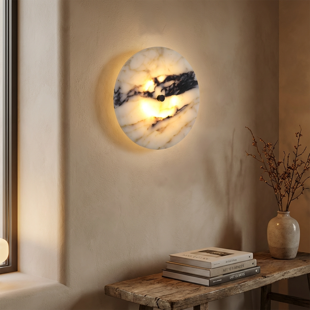 Natural Marble Wall Sconce Light-Lighting > Wall Lights-casanuva-casanuva