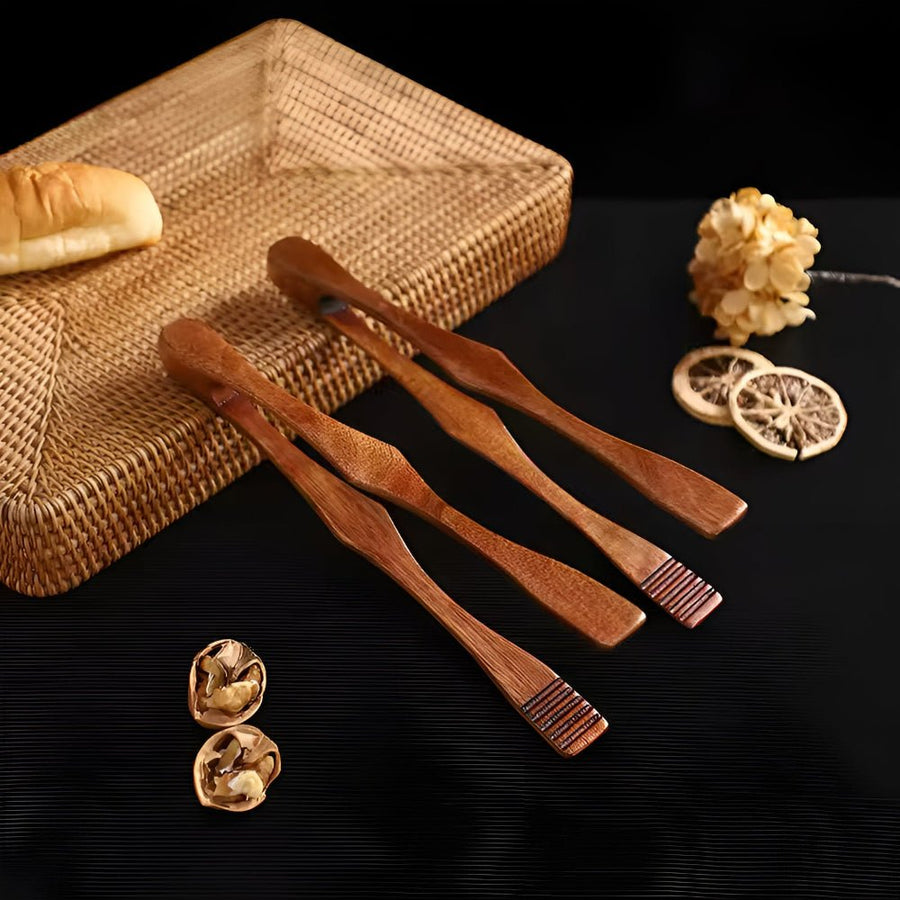 Natural Wood Heat Resistant Kitchen Tongs-Kitchen & Dining > Cooking Utensils-casanuva-casanuva