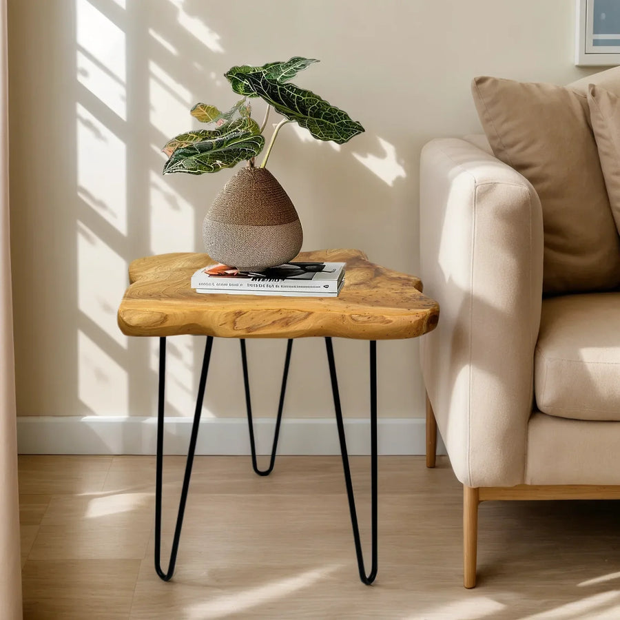 Natural Wood Side Table Compact Versatile Design Warm Country Style-Furniture > Side Tables-casanuva-casanuva