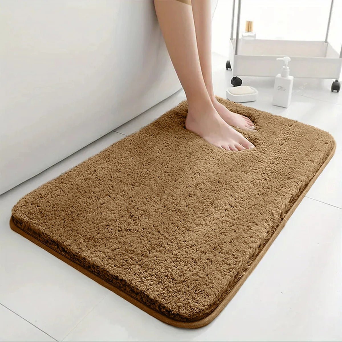 Non-Slip Plush Bathroom Mat Soft and Absorbent-Bedding & Bath > Bath Mats-casanuva-Brown-40x60cm-casanuva