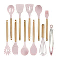Nonstick Silicone Cooking Utensil Set with Wooden Handles-Kitchen & Dining > Cooking Utensils-casanuva-11 Piece Set-Rose-casanuva