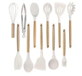 Nonstick Silicone Cooking Utensil Set with Wooden Handles-Kitchen & Dining > Cooking Utensils-casanuva-11 Piece Set-White-casanuva