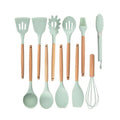 Nonstick Silicone Cooking Utensil Set with Wooden Handles-Kitchen & Dining > Cooking Utensils-casanuva-casanuva