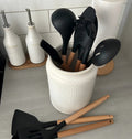 Nonstick Silicone Cooking Utensil Set with Wooden Handles-Kitchen & Dining > Cooking Utensils-casanuva-casanuva