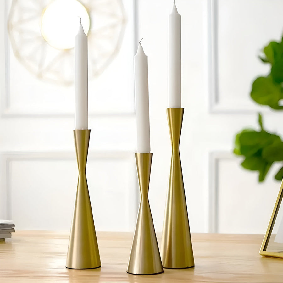 Nordic Brass Waist Candlestick Set of 3-Home Decor > Candle Holders-casanuva-Golden Grace-casanuva