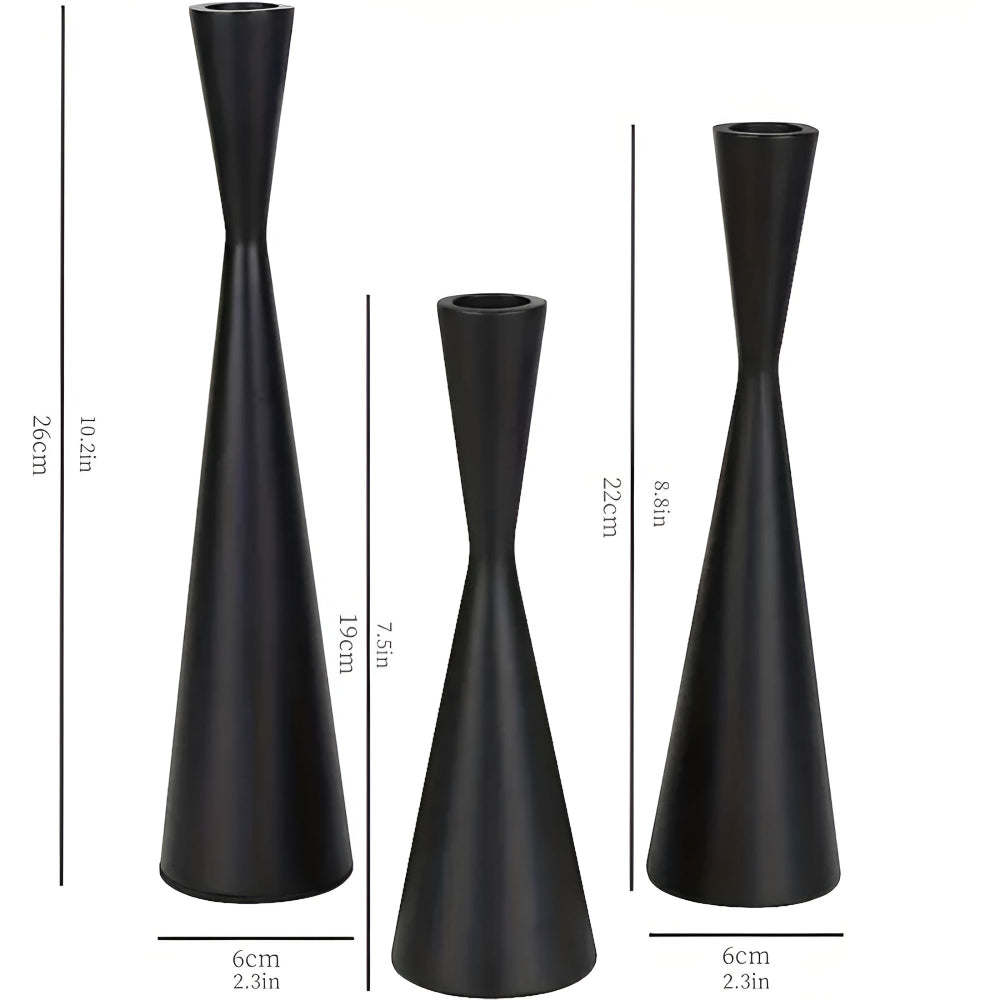 Nordic Brass Waist Candlestick Set of 3-Home Decor > Candle Holders-casanuva-Obsidian Elegance-casanuva