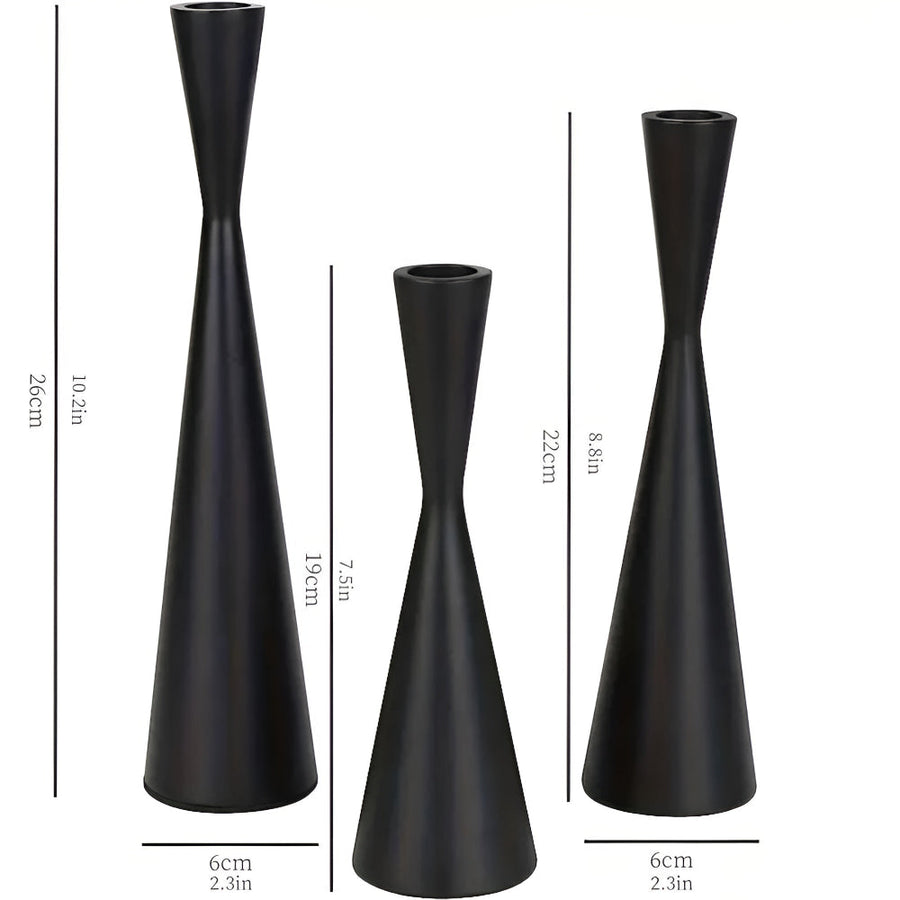 Nordic Brass Waist Candlestick Set of 3-Home Decor > Candle Holders-casanuva-Obsidian Elegance-casanuva