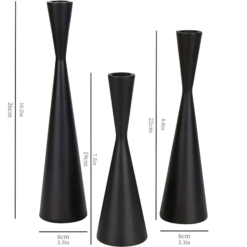 Nordic Brass Waist Candlestick Set of 3-Home Decor > Candle Holders-casanuva-Obsidian Elegance-casanuva
