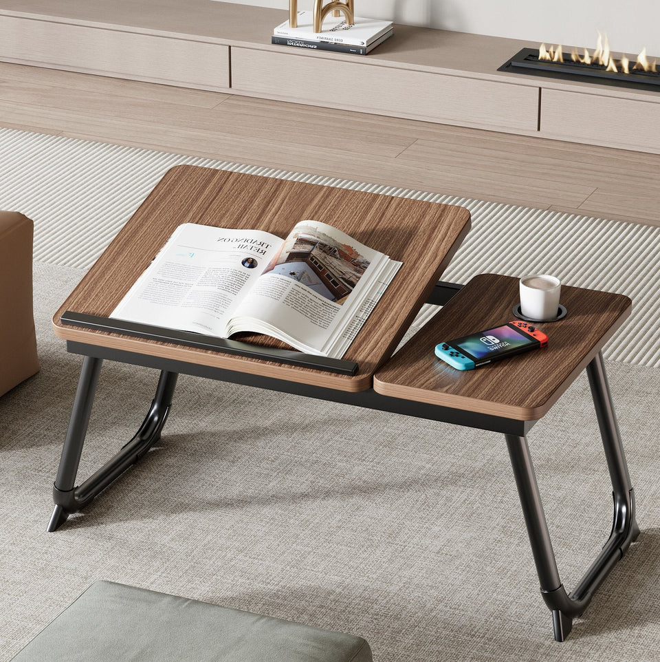 Nordic Carbon Steel MDF Rectangular Desk Foldable Angle Adjustable with 2-Tray Saucer-Furniture > Desks-casanuva-casanuva