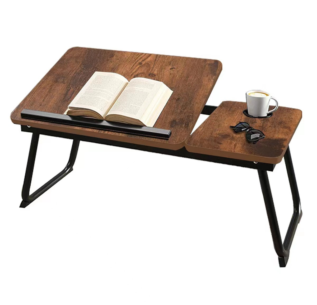 Nordic Carbon Steel MDF Rectangular Desk Foldable Angle Adjustable with 2-Tray Saucer-Furniture > Desks-casanuva-casanuva