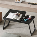 Nordic Carbon Steel MDF Rectangular Desk Foldable Angle Adjustable with 2-Tray Saucer-Furniture > Desks-casanuva-Black + Black Frame-casanuva