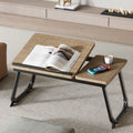 Nordic Carbon Steel MDF Rectangular Desk Foldable Angle Adjustable with 2-Tray Saucer-Furniture > Desks-casanuva-Cloth Pattern + Black-casanuva