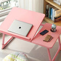 Nordic Carbon Steel MDF Rectangular Desk Foldable Angle Adjustable with 2-Tray Saucer-Furniture > Desks-casanuva-Pink + Pink Frame-casanuva