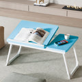 Nordic Carbon Steel MDF Rectangular Desk Foldable Angle Adjustable with 2-Tray Saucer-Furniture > Desks-casanuva-Tiffany Blue + White-casanuva