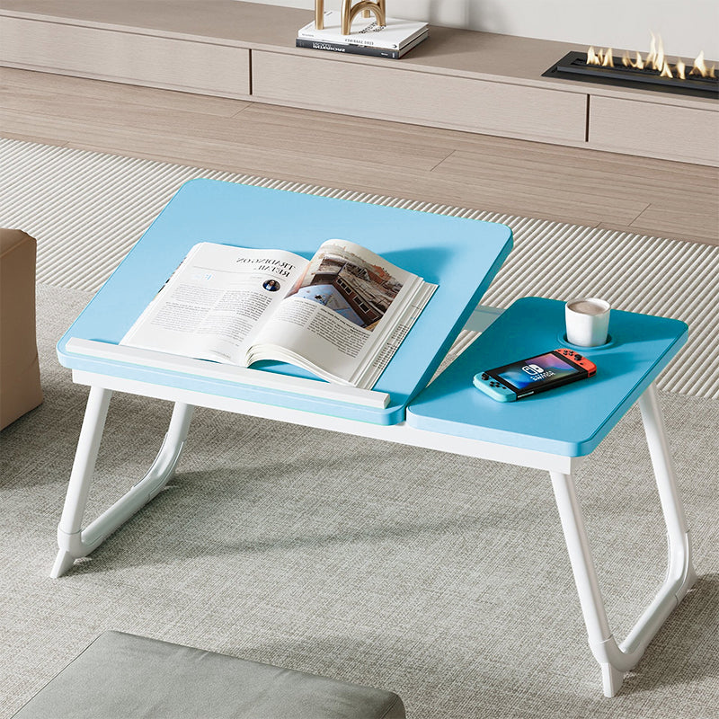 Nordic Carbon Steel MDF Rectangular Desk Foldable Angle Adjustable with 2-Tray Saucer-Furniture > Desks-casanuva-Tiffany Blue + White-casanuva