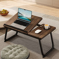 Nordic Carbon Steel MDF Rectangular Desk Foldable Angle Adjustable with 2-Tray Saucer-Furniture > Desks-casanuva-Walnut + Black Frame-casanuva