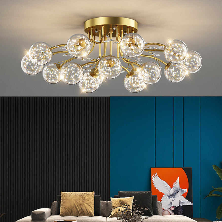 Nordic Creative Ceiling Light Fixture-Lighting > Ceiling Lights-casanuva-Gold-D80*H30CM-12 bulbs-Neutral light-casanuva