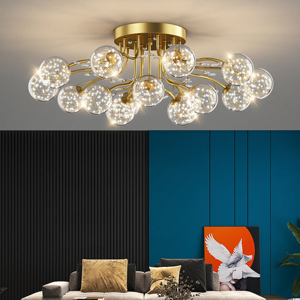 Nordic Creative Ceiling Light Fixture-Lighting > Ceiling Lights-casanuva-Gold-D80*H30CM-12 bulbs-Neutral light-casanuva