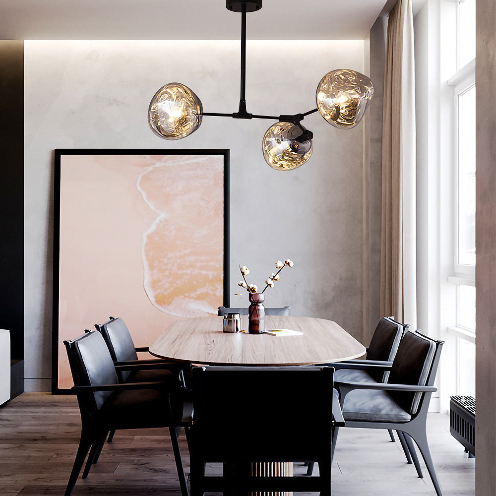 Nordic Long Glass Island Lamp for Living Room-Lighting > Pendant Lights-casanuva-Black-Chrome-3 Lamps D72*H63cm-casanuva