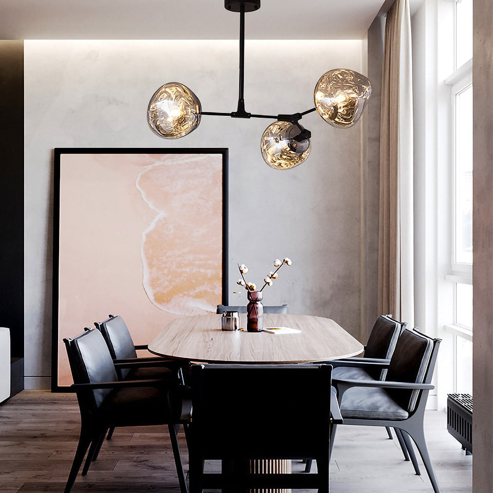 Nordic Long Glass Island Lamp for Living Room-Lighting > Pendant Lights-casanuva-Black-Chrome-3 Lamps D72*H63cm-casanuva
