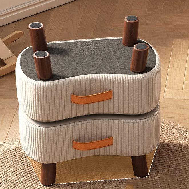 Nordic Portable Flannelette Footstool Solid Wood Backless Armless-Furniture > Side Tables-casanuva-casanuva