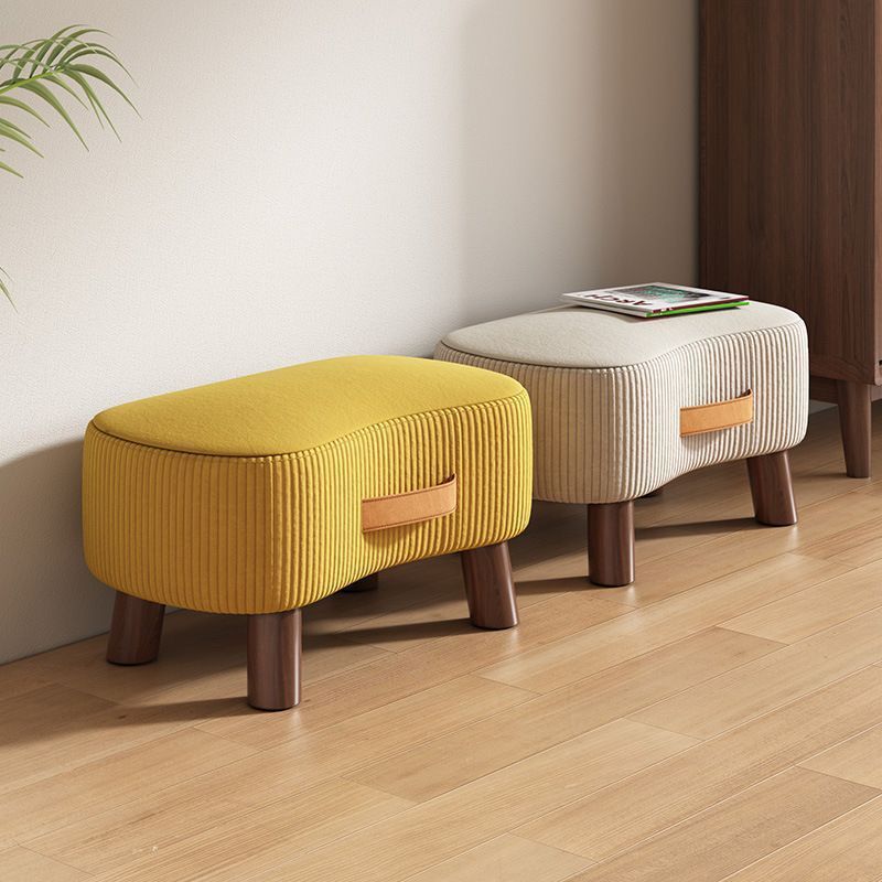 Nordic Portable Flannelette Footstool Solid Wood Backless Armless-Furniture > Side Tables-casanuva-casanuva
