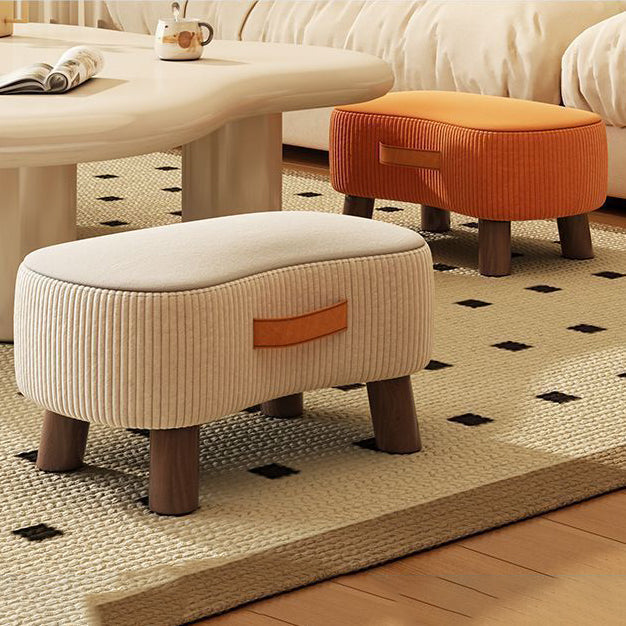 Nordic Portable Flannelette Footstool Solid Wood Backless Armless-Furniture > Side Tables-casanuva-casanuva
