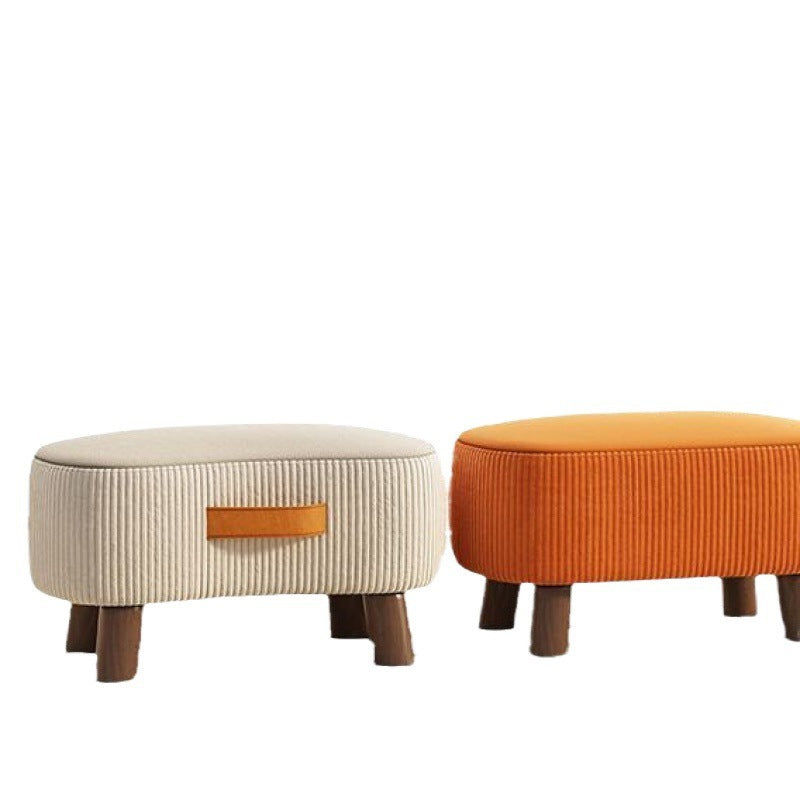 Nordic Portable Flannelette Footstool Solid Wood Backless Armless-Furniture > Side Tables-casanuva-casanuva