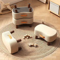 Nordic Portable Flannelette Footstool Solid Wood Backless Armless-Furniture > Side Tables-casanuva-casanuva