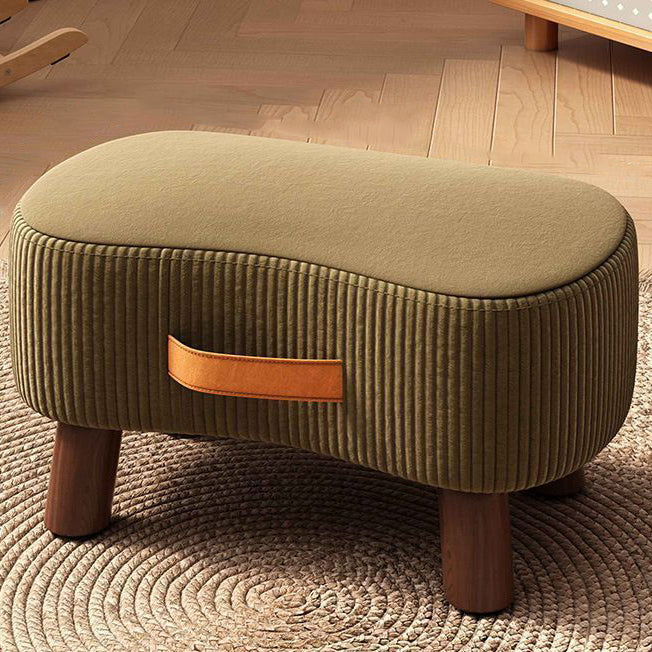Nordic Portable Flannelette Footstool Solid Wood Backless Armless-Furniture > Side Tables-casanuva-Dark Green-casanuva