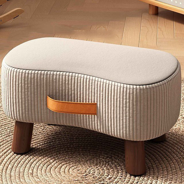 Nordic Portable Flannelette Footstool Solid Wood Backless Armless-Furniture > Side Tables-casanuva-Off-White-casanuva