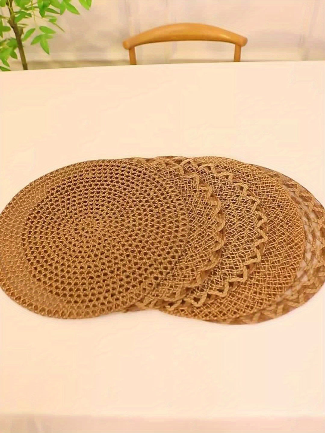Nordic Round Woven Placemats Set of 4 Boho Table Mats for Dining and Events-Kitchen & Dining > Placemats-casanuva-casanuva