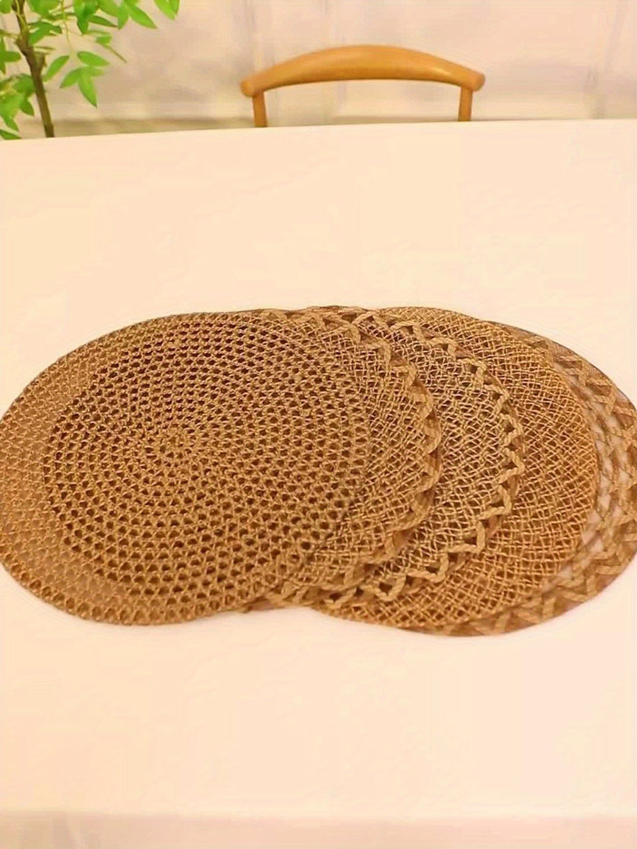 Nordic Round Woven Placemats Set of 4 Boho Table Mats for Dining and Events-Kitchen & Dining > Placemats-casanuva-casanuva